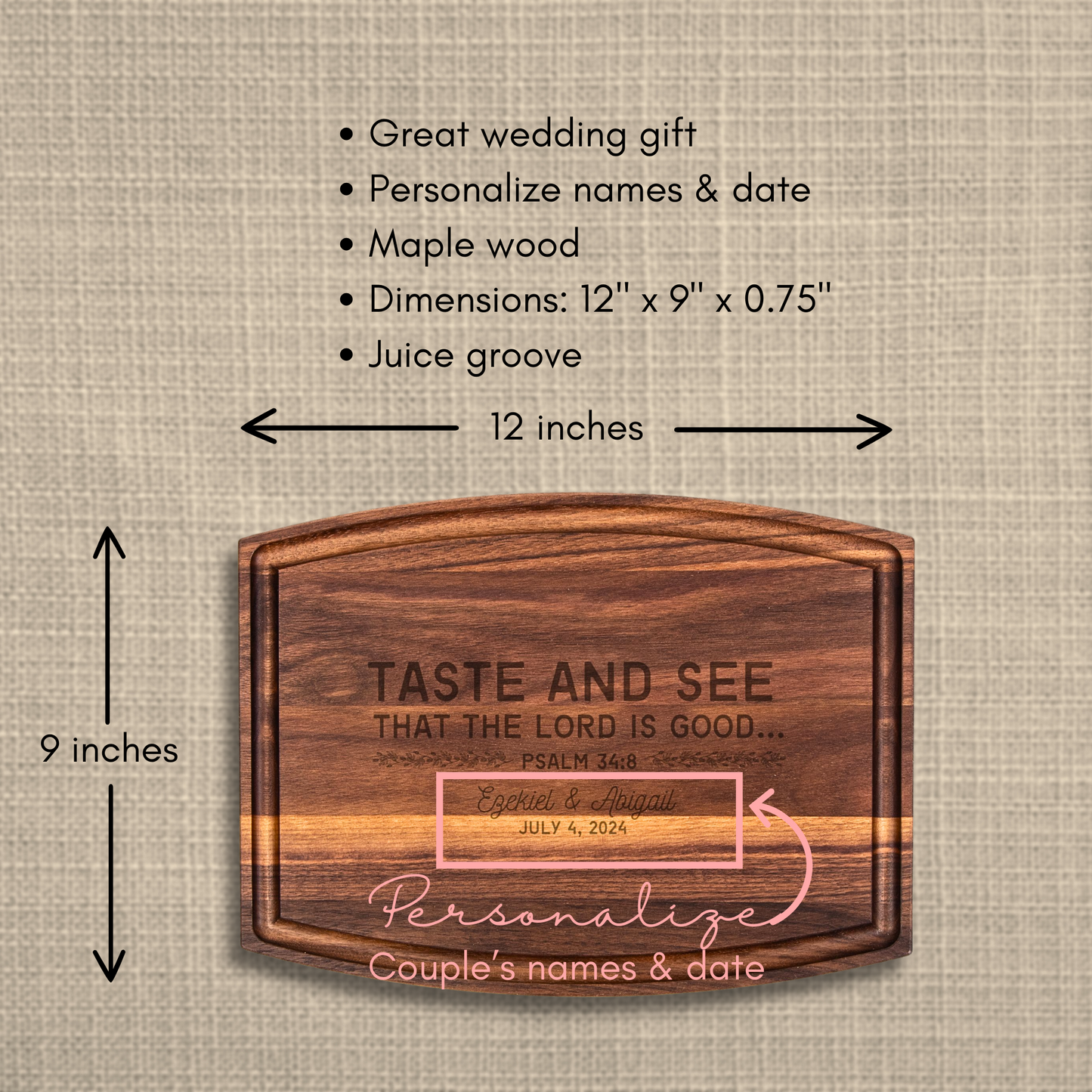 Taste and See Walnut Cutting Board