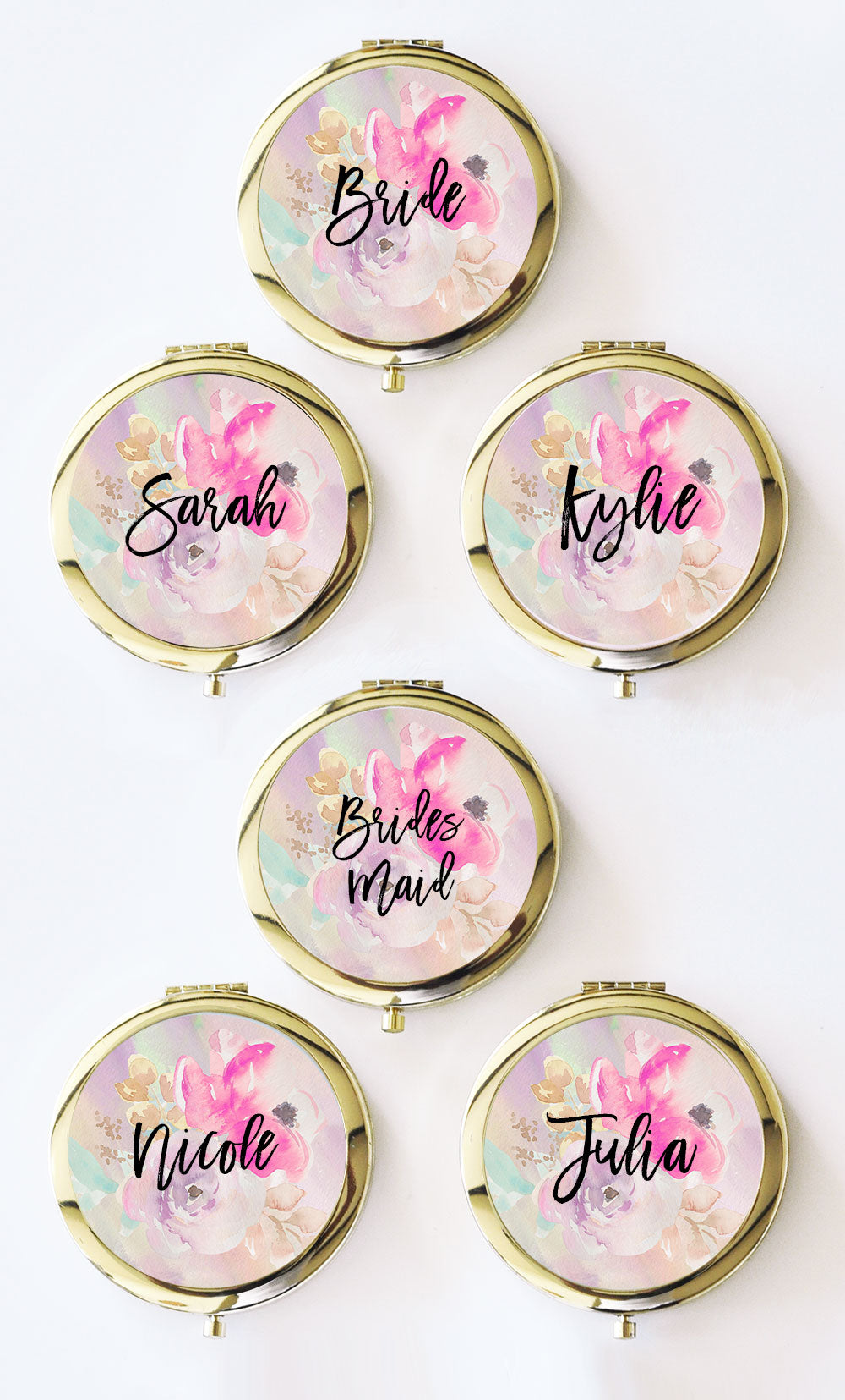 Personalized Compact Mirror - Floral