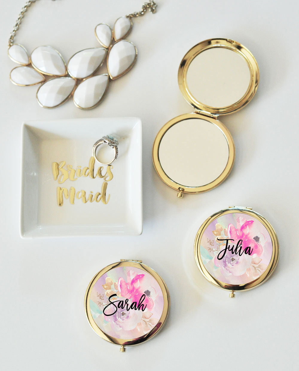 Personalized Compact Mirror - Floral