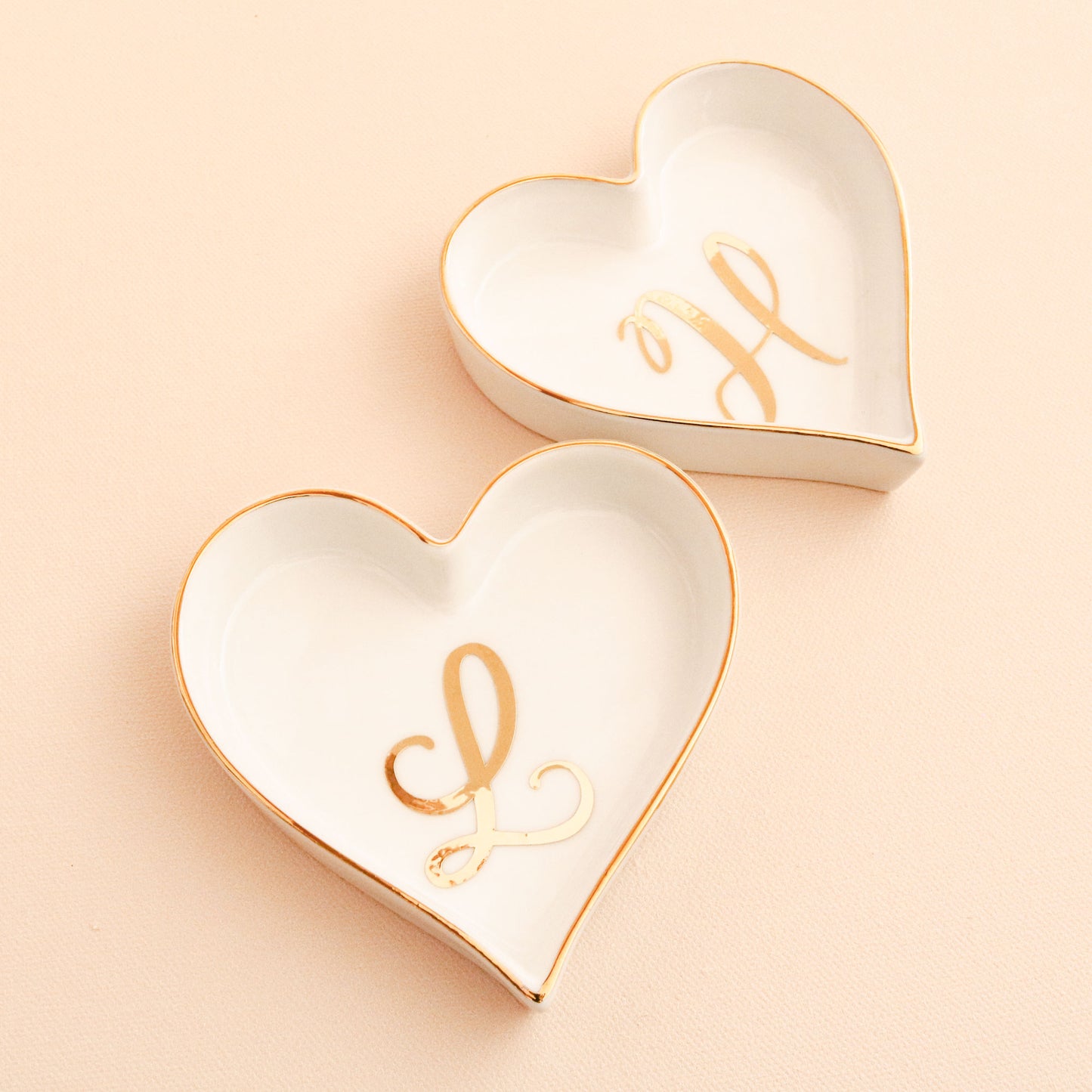 Monogram Heart Shaped Ring Dish