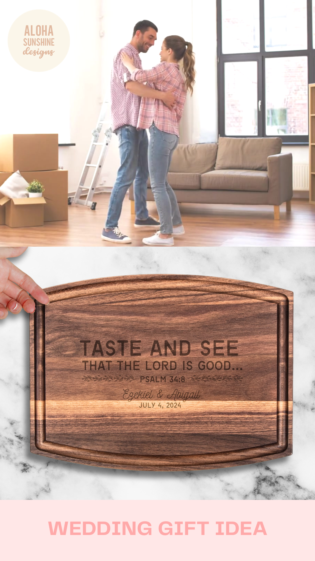 wedding gifts, scripture cutting board