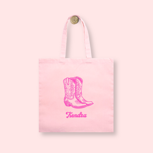 Bridesmaid Tote Bag Cowgirl Boots Personalized