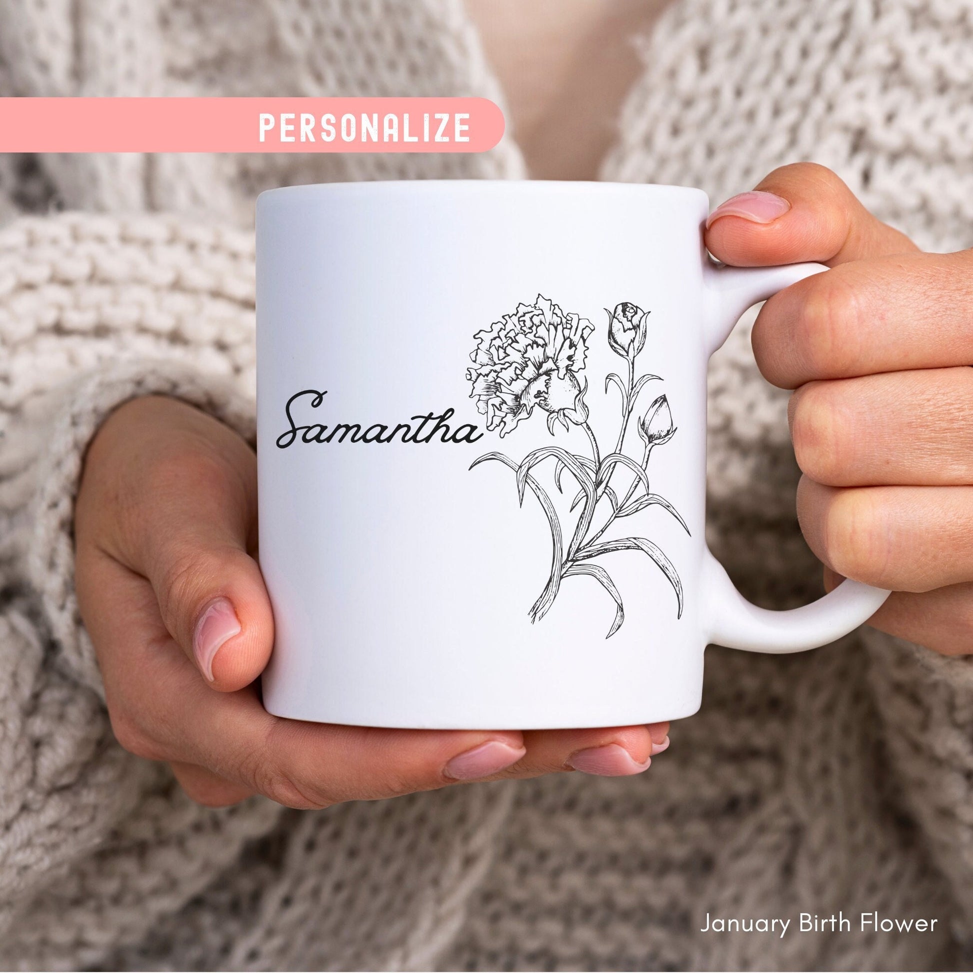 Birth flower mug, birth month flower mug, gift for mom, mothers day gift, mom gift, aunt gift, nana gift, floral mug, mug with name, personalized mug, birthday gift ideas for her