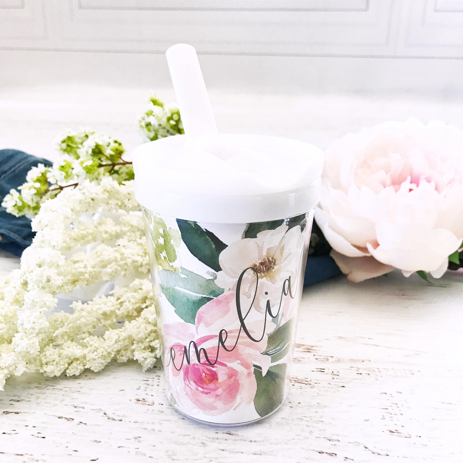 sippy cup, floral sippy cup, baby gift, gift for baby, personalized baby gifts, personalized baby gift, personalized sippy cup, aloha sunshine designs