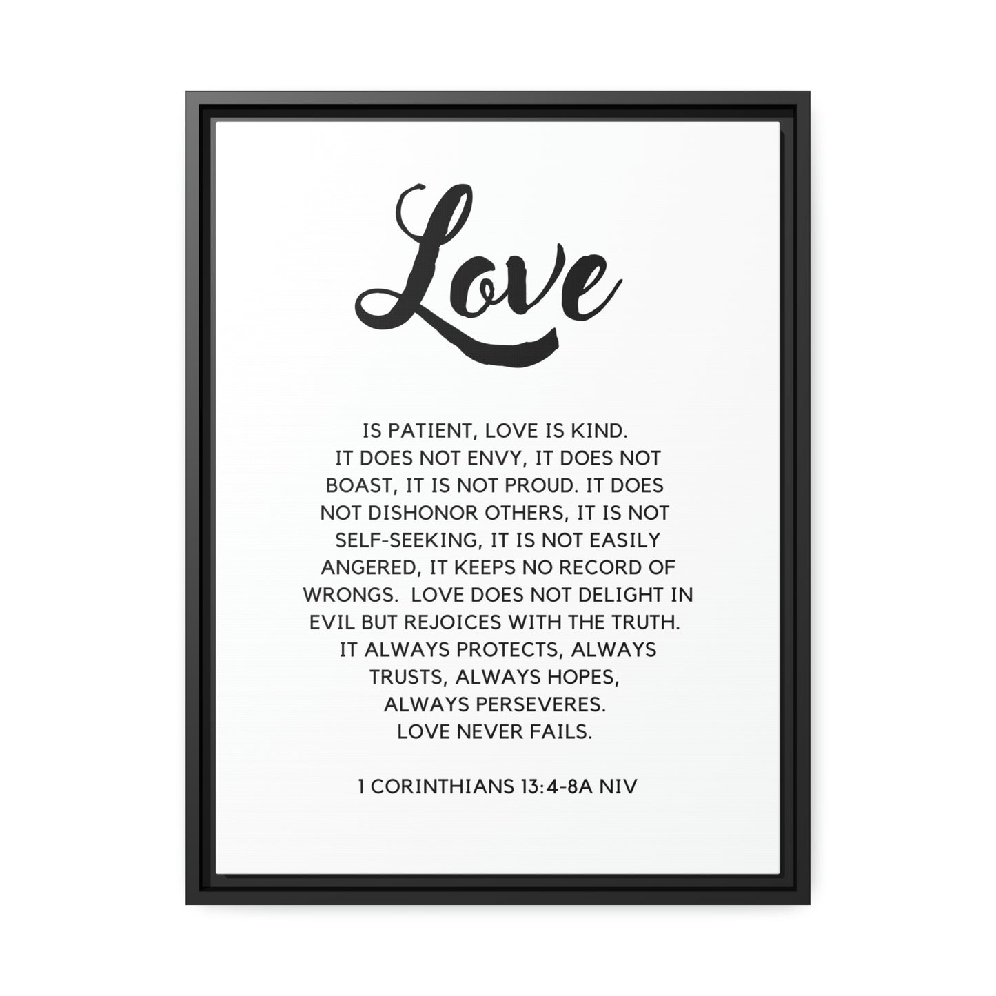 1 Corinthians 13 Wall Art Canvas Print with Frame