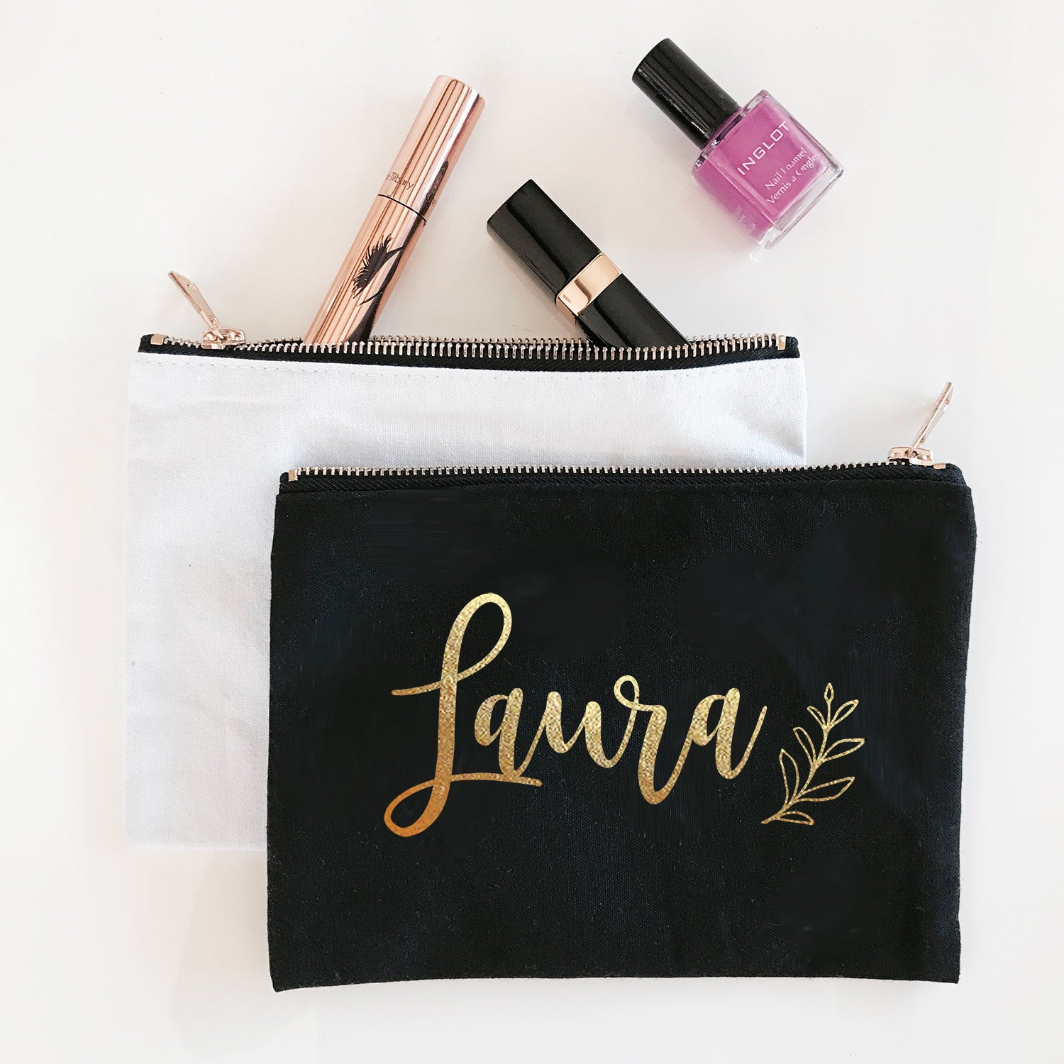 Custom Name Canvas Cosmetic Bag Aloha Sunshine Designs