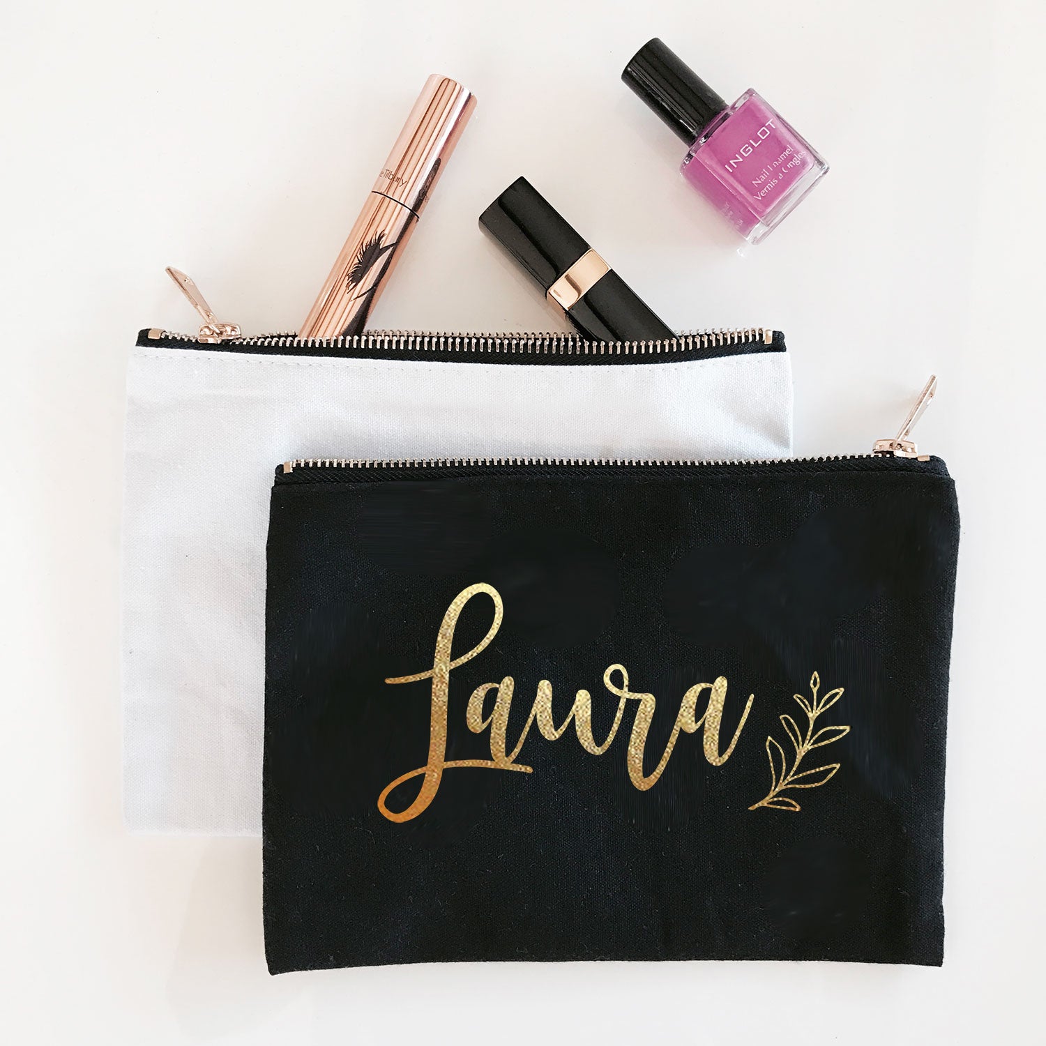 Custom Bridesmaid Gift Makeup Bag with Name