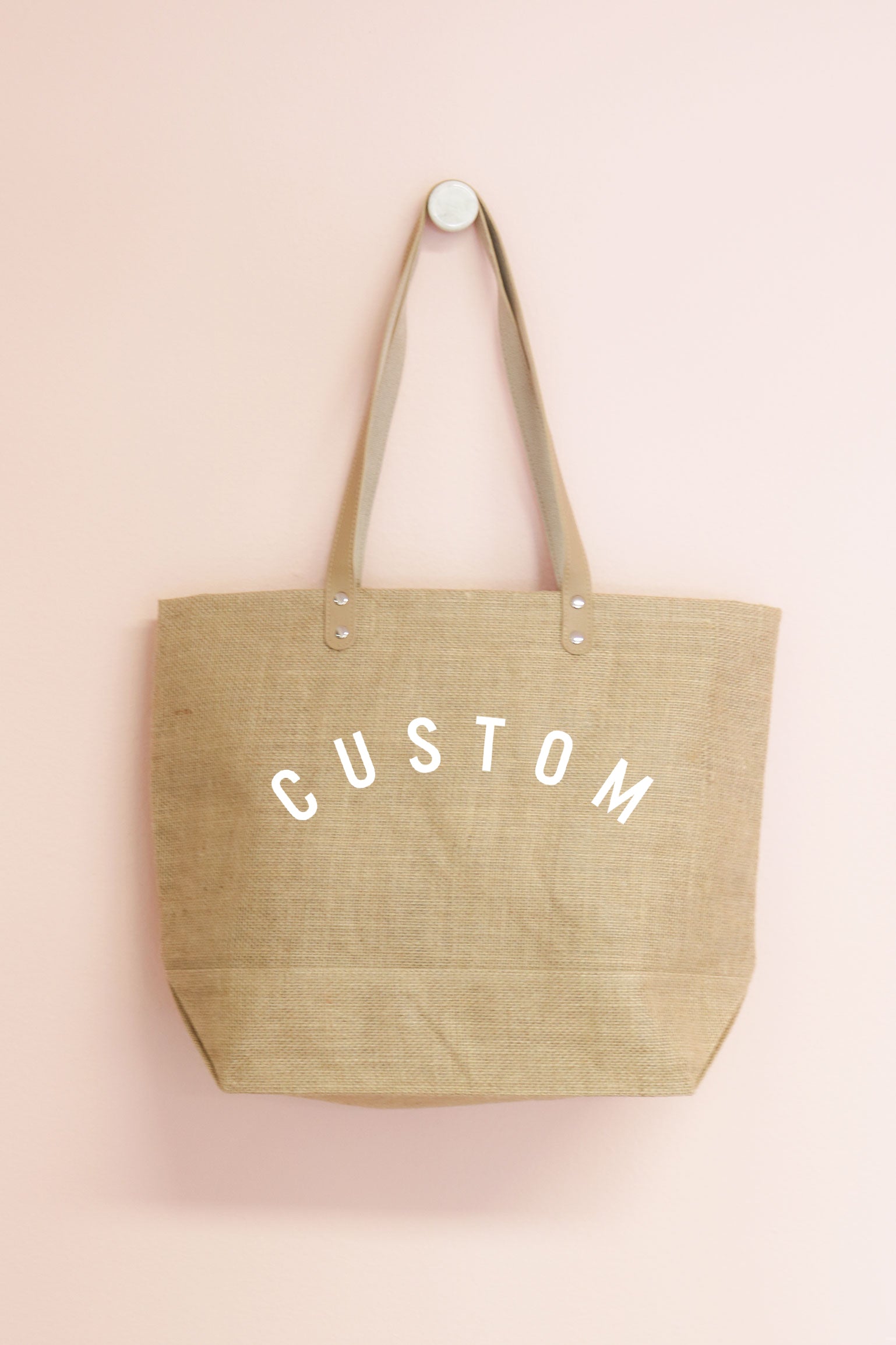 Leather Handle Personalized Canvas Tote Personalized Large 