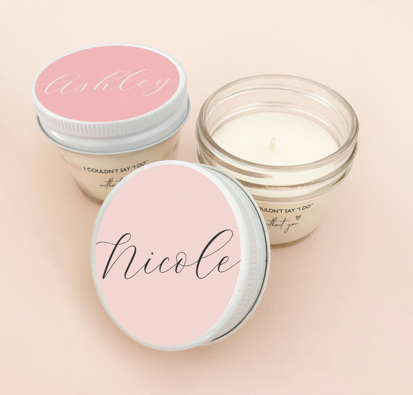 Personalized Bridesmaid Soy Wax Candle Jars