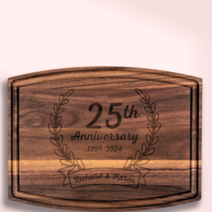 25th Anniversary Arched Walnut Cutting Board - Image 8