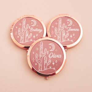  Personalized compact mirror, Desert design mirror, Bridesmaid gifts, Western bachelorette, Cowgirl themed party, Customized compact mirrors, Personalized bridal party favors, Cowgirl bachelorette gifts, Desert-inspired bridesmaid gifts, Custom compact mirrors, aloha sunshine designs