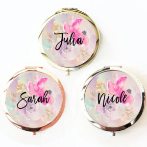 Personalized Compact Mirror - Floral