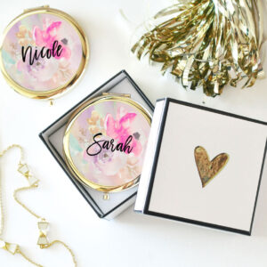 Personalized Compact Mirror - Floral - Image 2