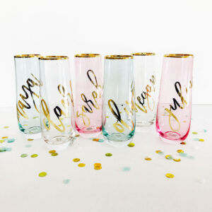 Stemless Champagne Flutes Personalized with Script Name