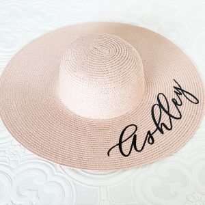 personalized beach hat, aloha sunshine designs, beach party, vacation sun hat, resort wear sun hat