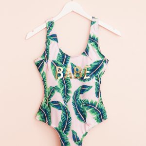 aloha sunshine designs, babe bathing suits, bachelorette party, bridesmaid gifts, babe palm bathing suit
