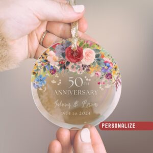 50th Wedding Anniversary Gifts Custom Christmas Ornament Glass Personalized Gift Grandparent 50 th Year 50 Wedding Gift Ornament Keepsake