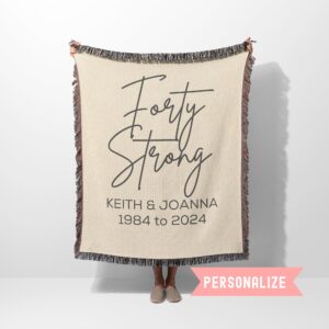 40th Anniversary Gift 40th Wedding Anniversary Gift 40th Anniversary Gift for Parents Husband Gift for Couple Forty Strong Woven Blanket, aloha sunshine designs, jacquard woven blanket