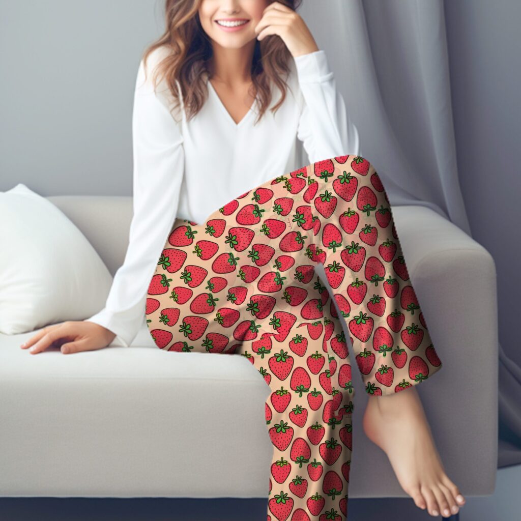 Strawberry Pajama Pants, Spring Pajamas, Summer Pajamas, Cozy Winter Wear, Christmas Pajamas, Gift for Her