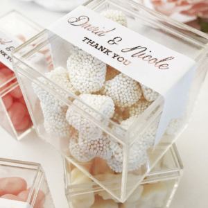 Clear Acrylic Favor Boxes & Labels with Foil Text - Image 6
