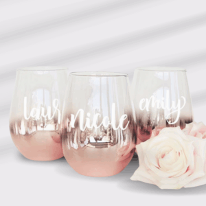 Personalized wine glass for bridal party, stemless wine glass for bridesmaids, bridesmaid gifts